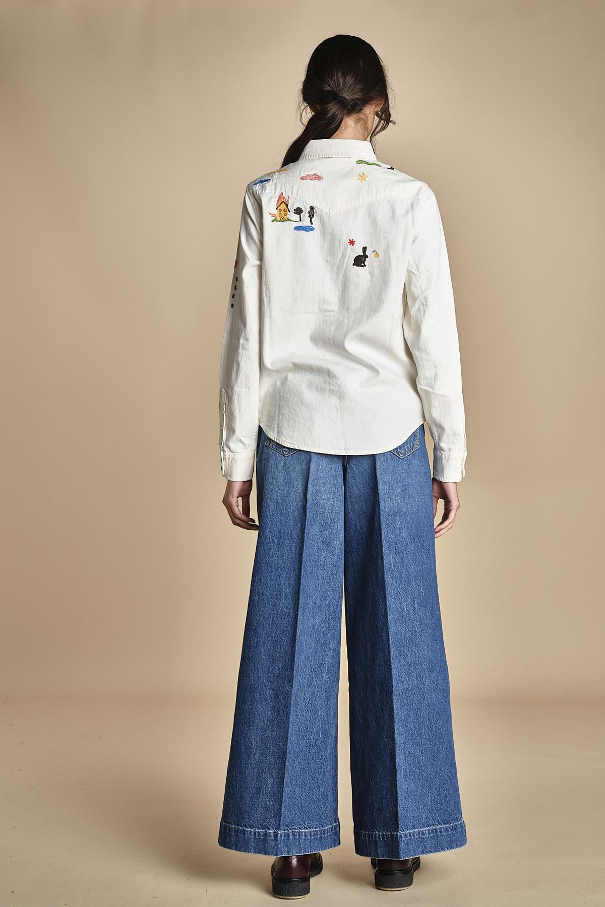 camicia denim con disegni ricamati 21126 THE ALL MY EXES 1494 mother 