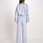 pantalone dritto con elastico in popeline ASTRID STRO07 CELESTE nine in the morning 