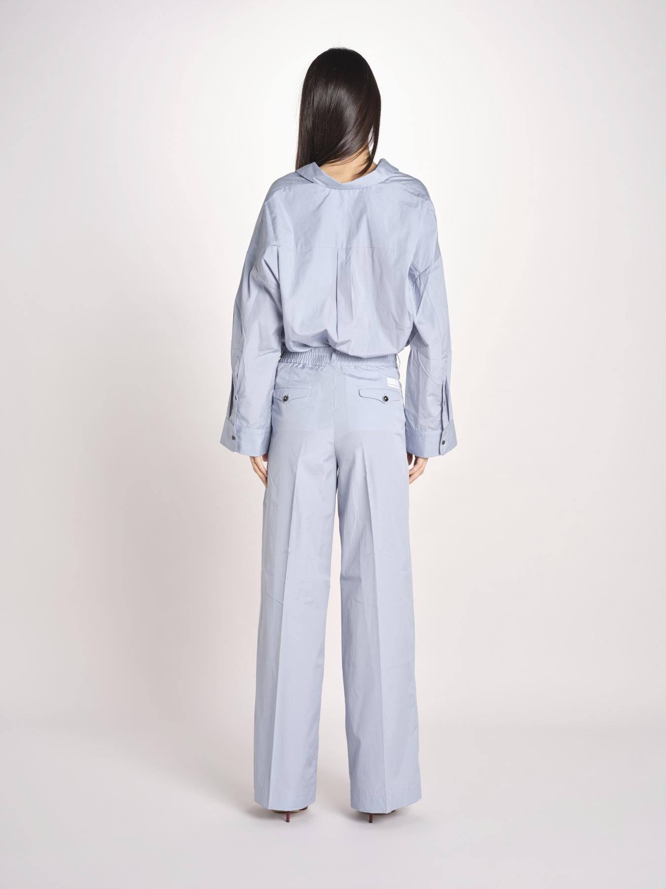 pantalone dritto con elastico in popeline ASTRID STRO07 CELESTE nine in the morning 
