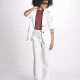 blazer due bottoni in lino LIVI STRUCURELINEN IVORY true avenue 