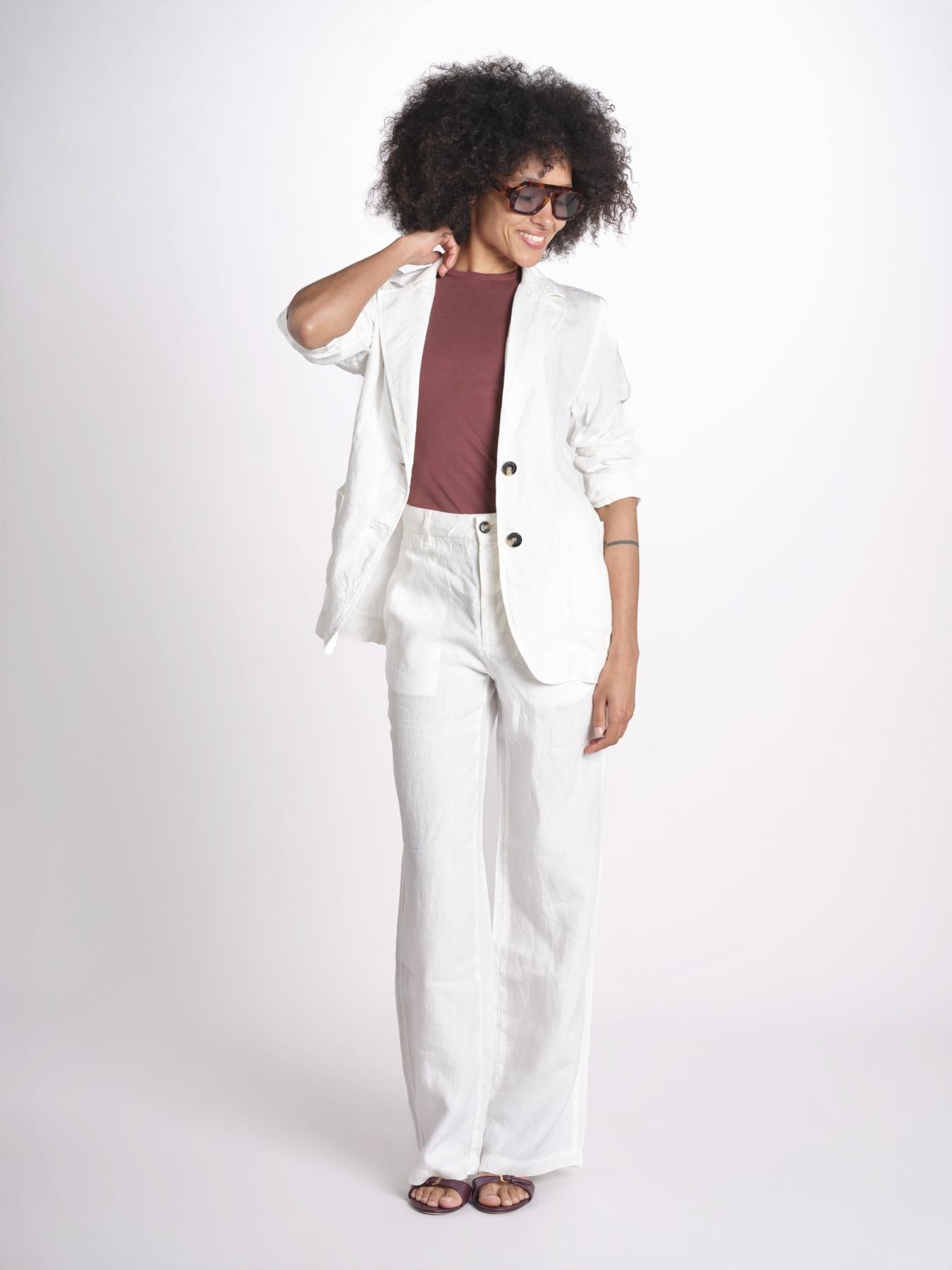 blazer due bottoni in lino LIVI STRUCURELINEN IVORY true avenue 