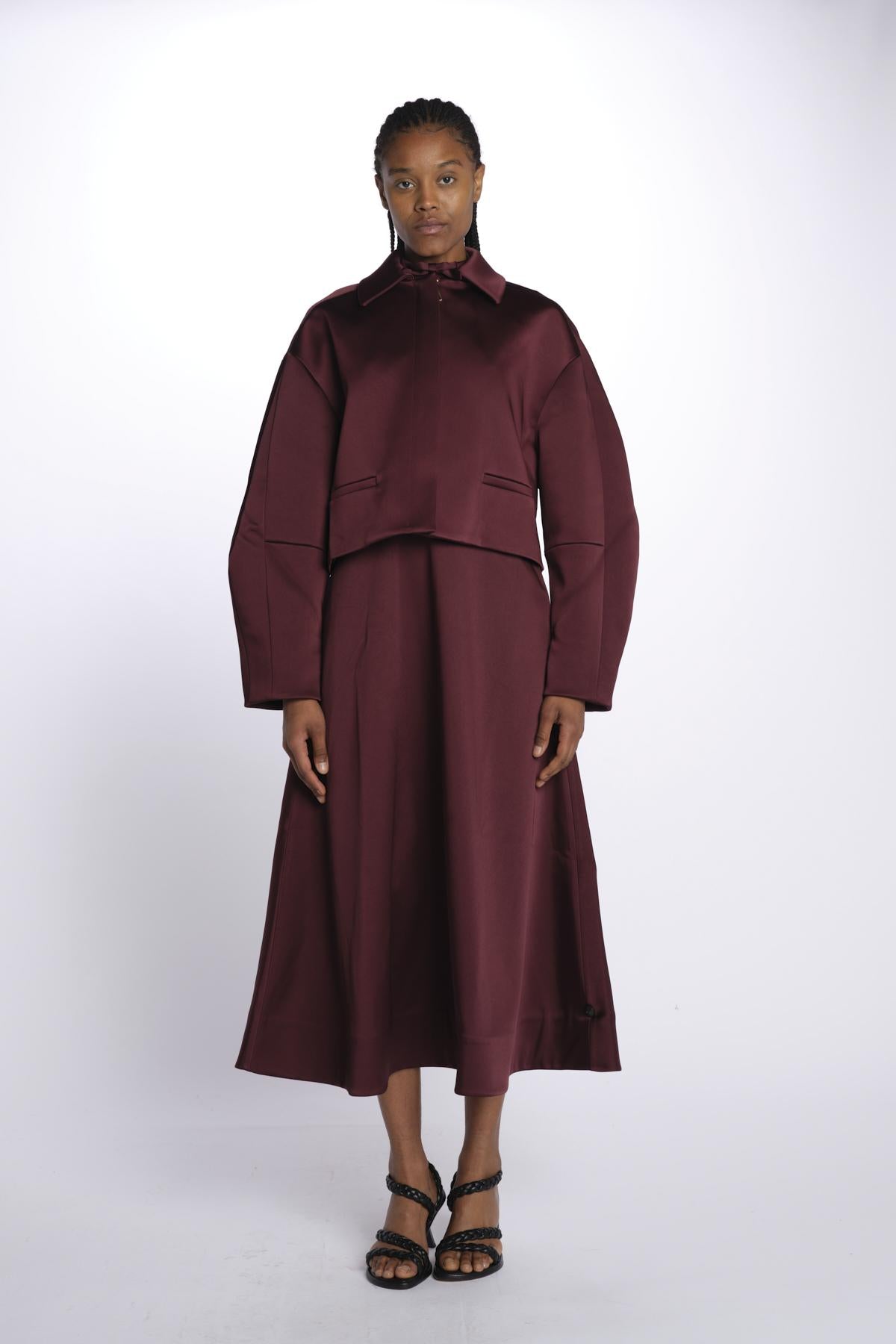 Bomber MERLOT CROPPED raso 4299 BURGUNDY rebecca vallance 