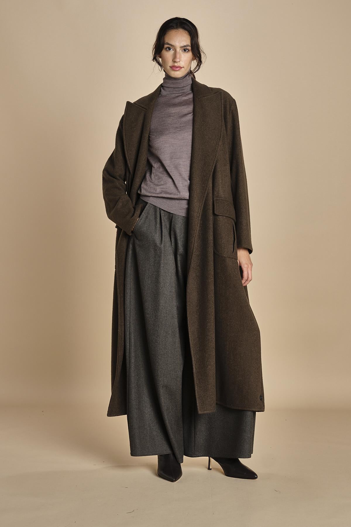 pantalone in flanella con cuciture T1406L VERDE dusan 