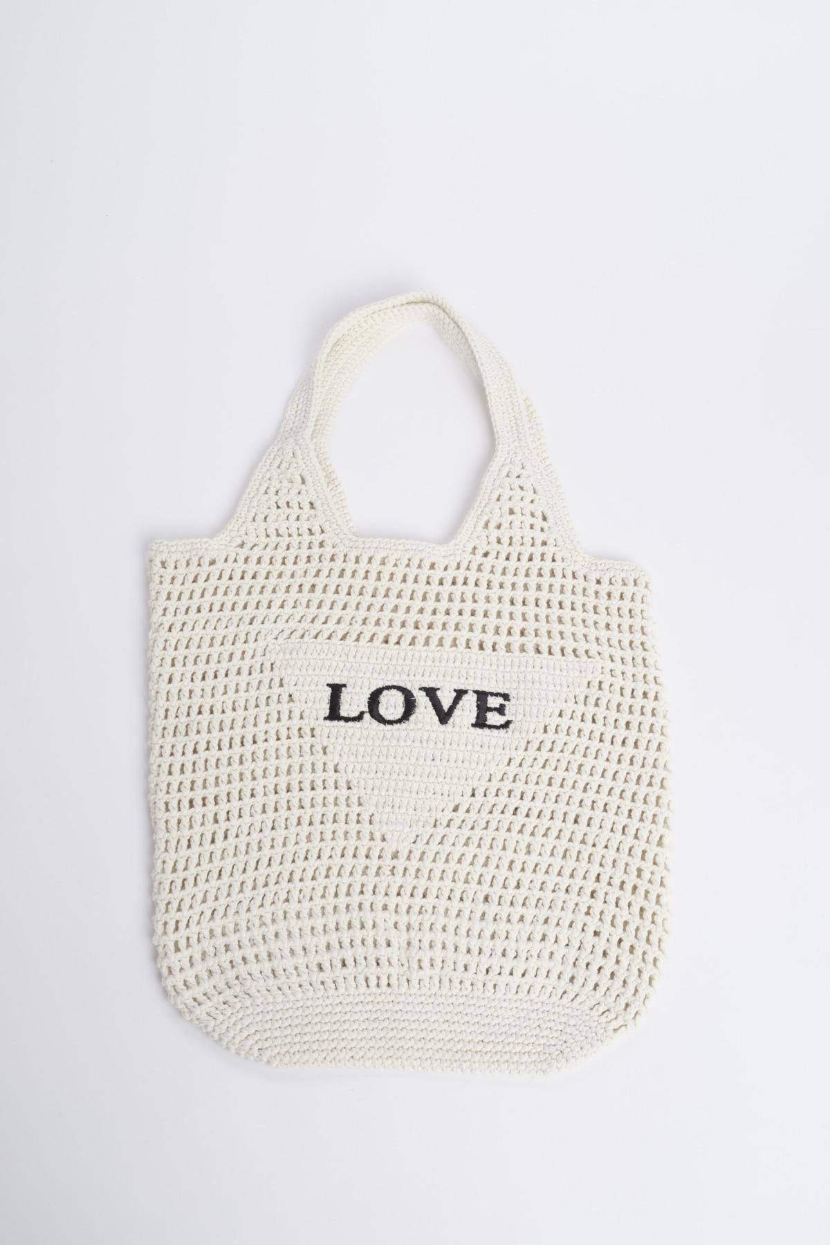 Borsa LOVE uncinetto C35099 OFFWHITE mele 