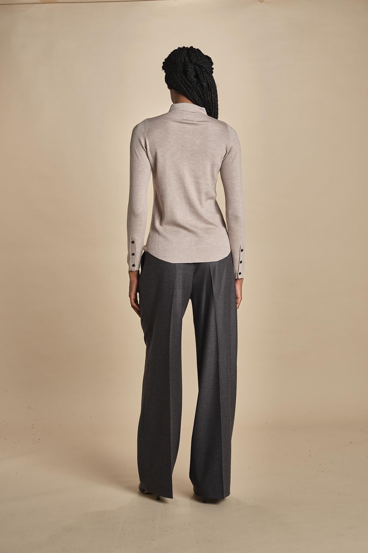 polo a costine in lana merino MIL LAU3 E20179 BEIGE milaura 