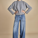 maglia girocollo over CLAUDIA GIROCOLLO GRIGIO_NERO tenne' 