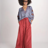 camicia in seta BE25261 GREEN BLU benaras soleil 