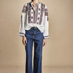 camicia con ricamo floreale TAMI BLOUSE CREAM antik batik 