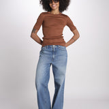 tshirt manica corta a costine KRISTIN IO1100X2351 TOBACCO BR208 ivy oak 
