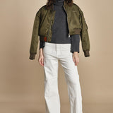 pantalone a zampa con taschine FAUVE WX WHITE fam 