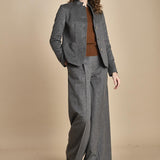 pantalone con pinces in vigogna e stasca sul retro MONIQUE 689923 50 quelledue 