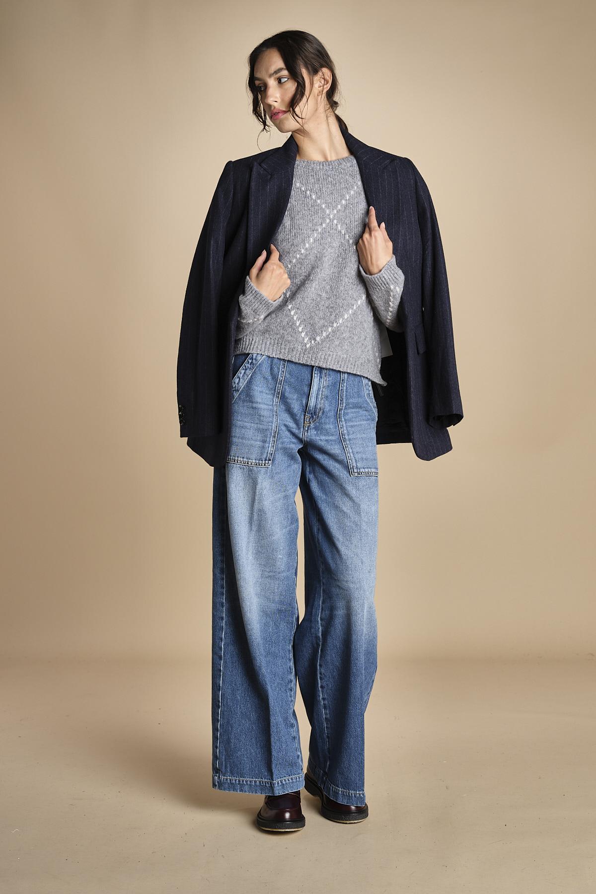 maglia girocollo con rombi CORNELIA GRIGIO tenne' 