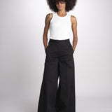 pantalone in lino con pinces PETRA PE98 BLACK nine in the morning 