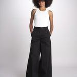 pantalone in lino con pinces PETRA PE98 BLACK nine in the morning 