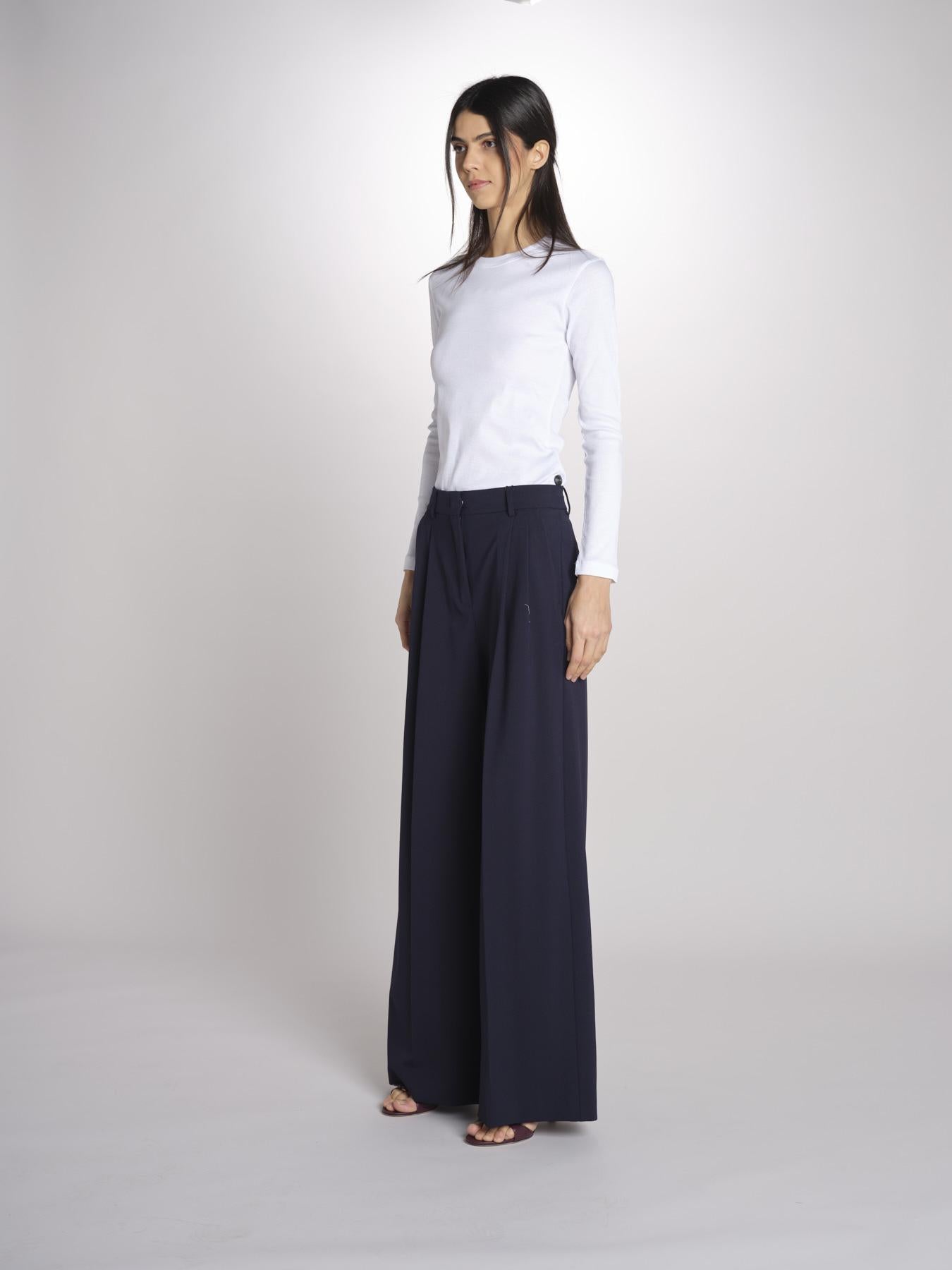 Pantalone gamba ampia con doppia pince in vita ASTA 2615131061600 001 BLU weekend maxmara 