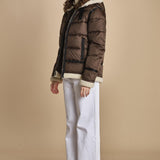 piumino con cappuccio IDAK2 BROWN schott 
