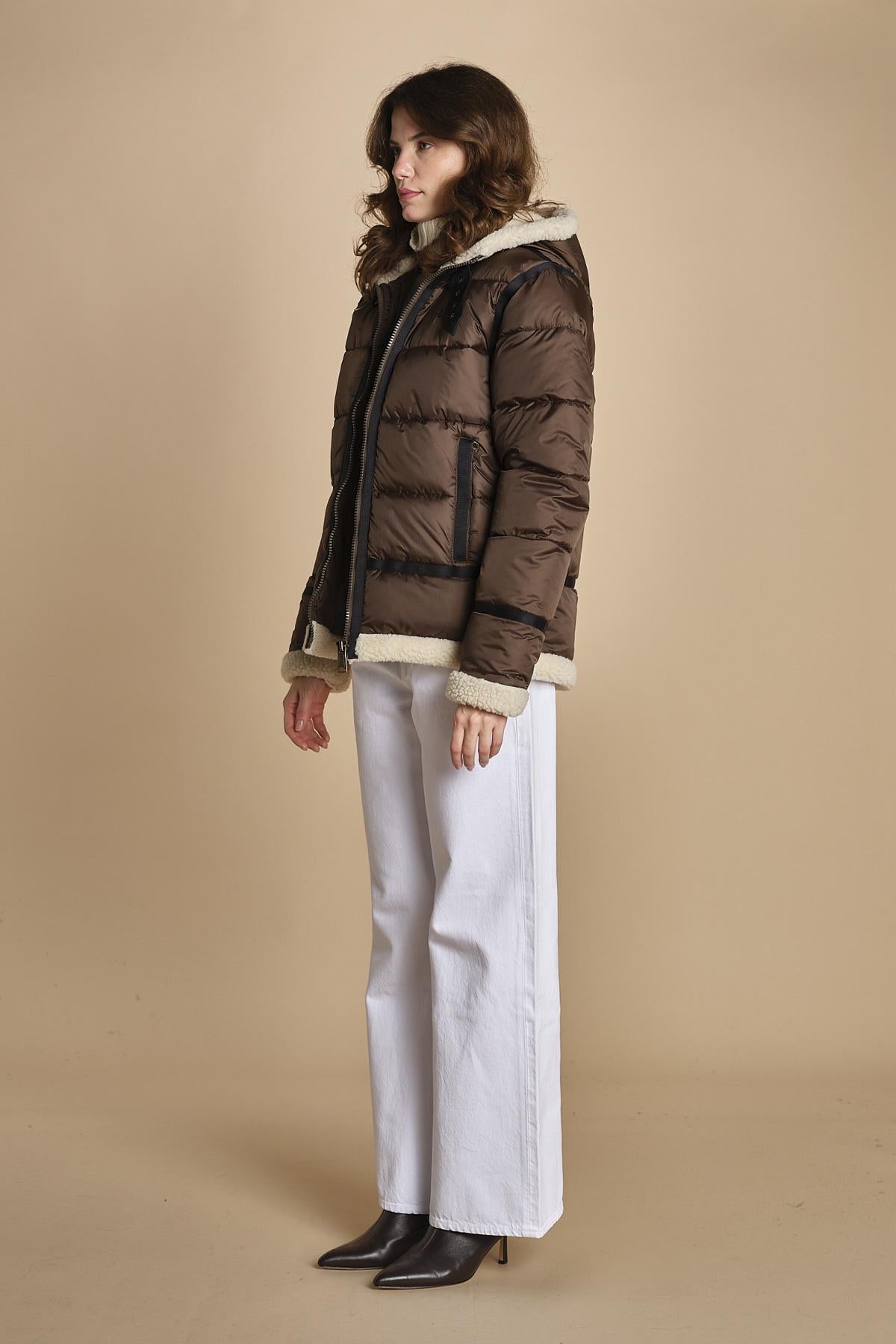 piumino con cappuccio IDAK2 BROWN schott 