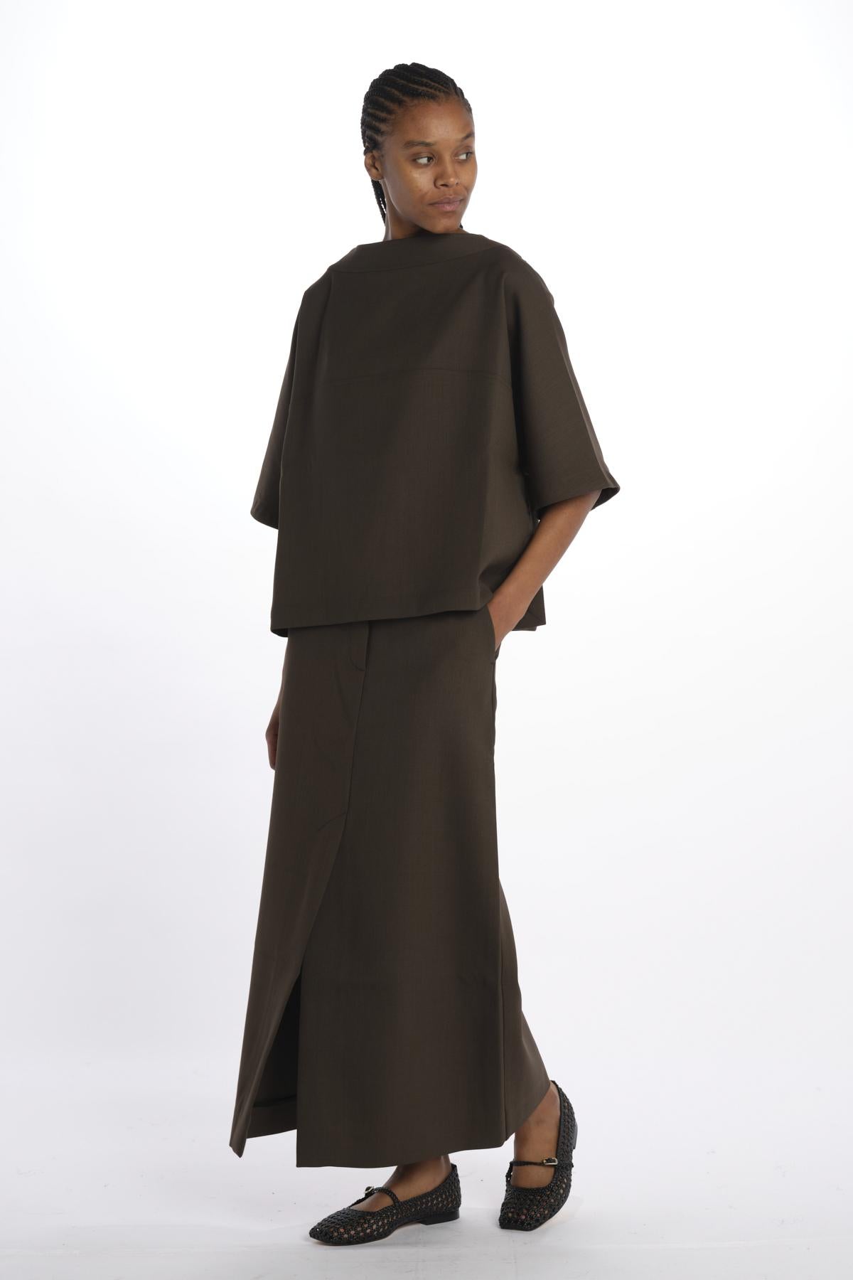 Gonna lunga con spacco davanti GAIA1564 MOSS studio nicholson 