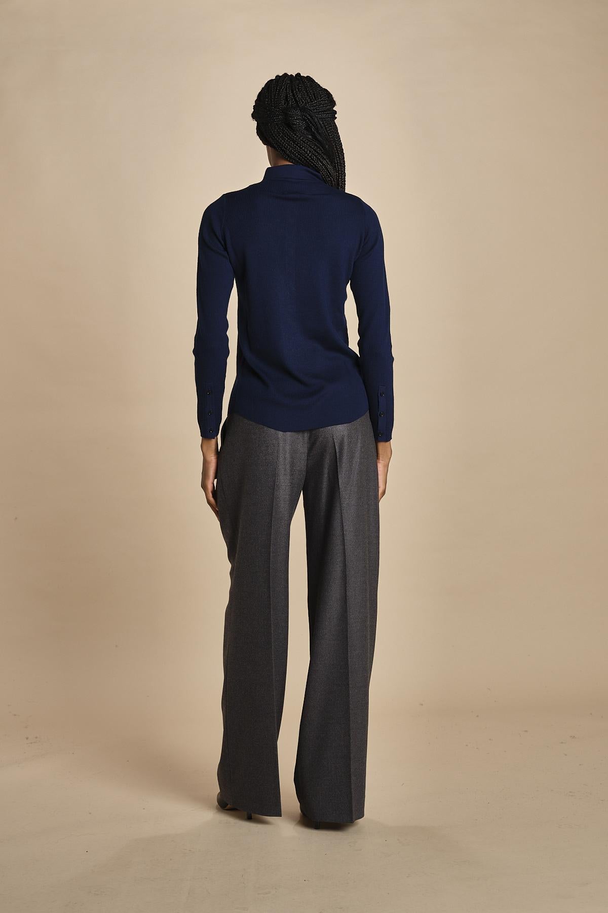 polo a costine in lana merino MIL LAU3 E21210 BLU milaura 