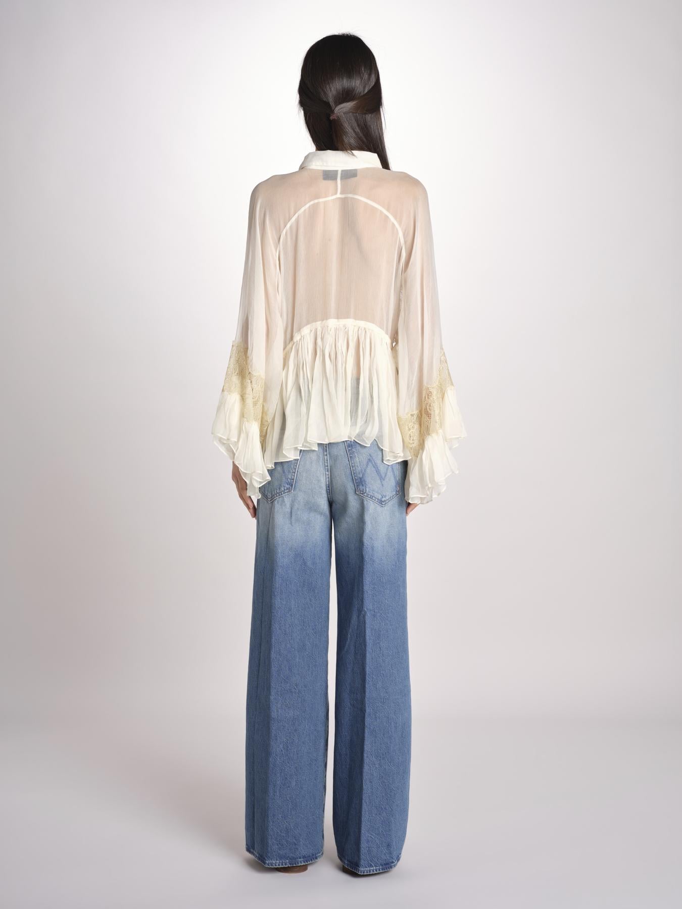 camicia over con pizzo DECCALA IVORY mes demoiselles 