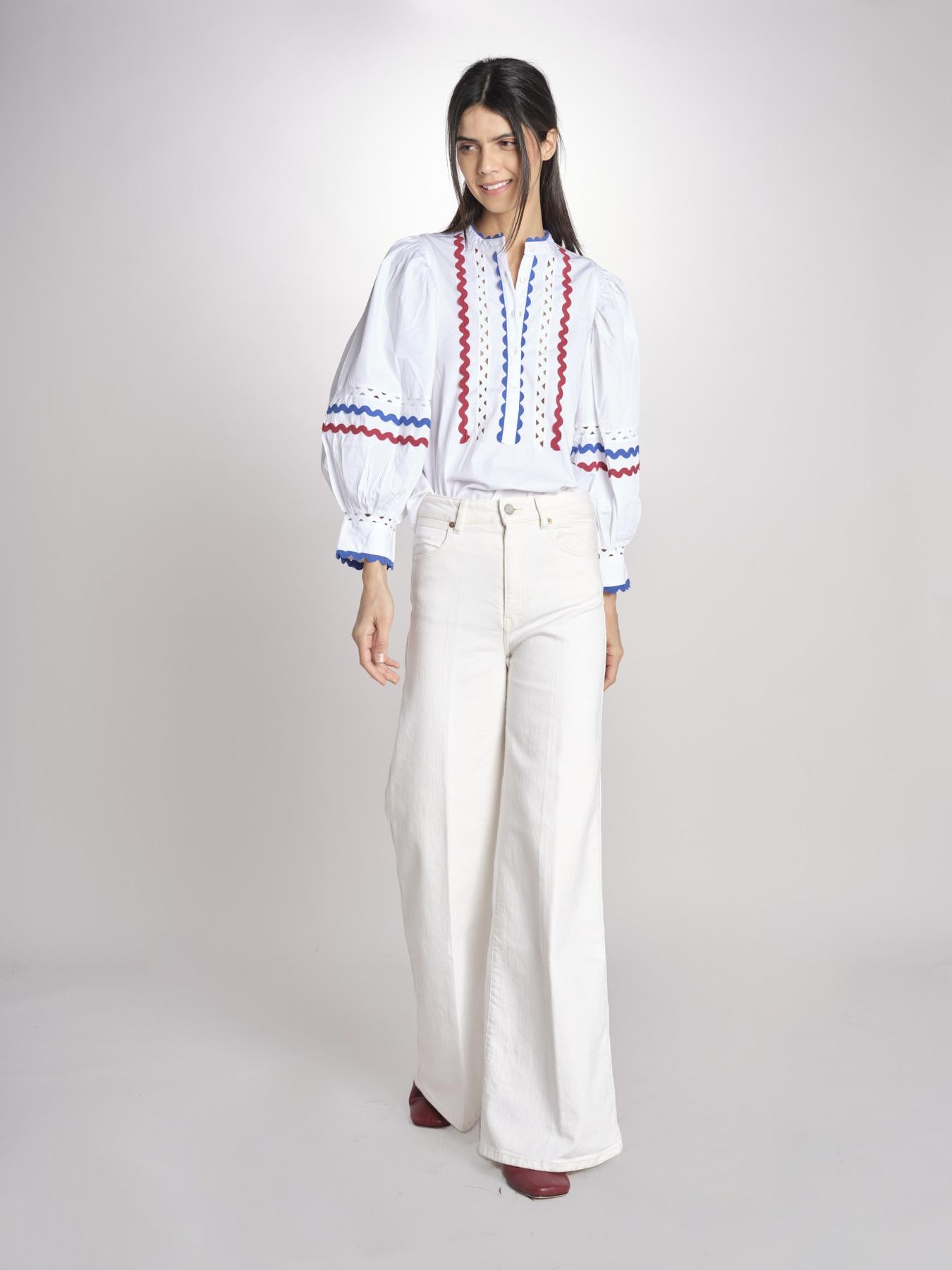 Camicia con passamaneria RITA BLOUSE RITA1BLO WHITE2 antik batik 