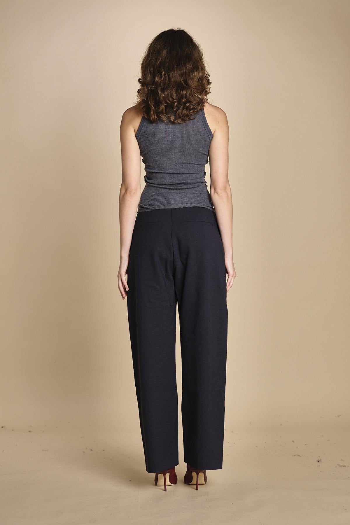 top americano a costine in lana merino LAU28 E14038 GRIGIO SCURO milaura 