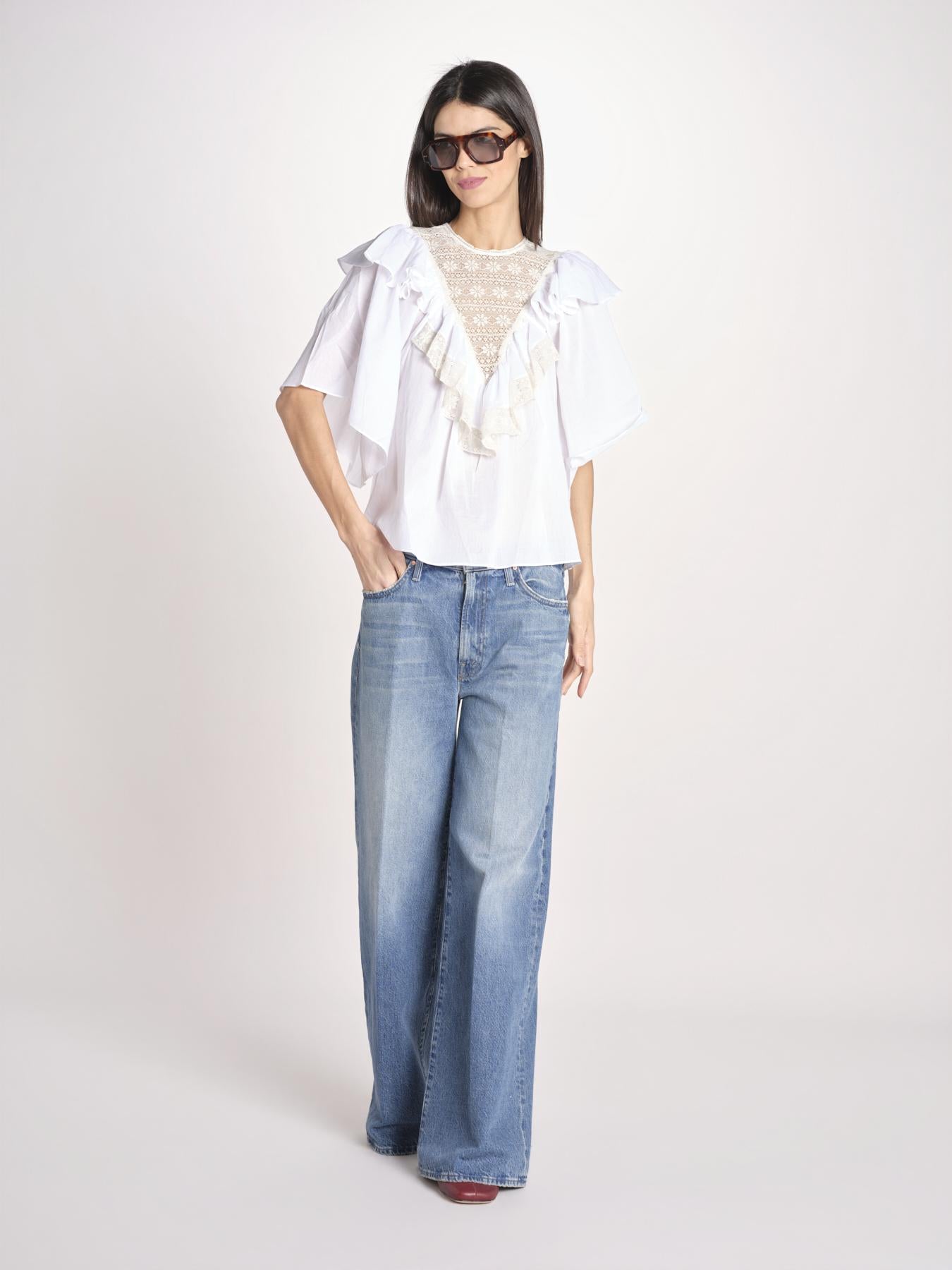 camicia con pizzo in volant DOLLY TEE DOLLY1TEE WHITE antik batik 