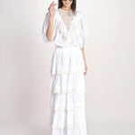 gonna lunga con balze DOLLY SKIRT DOLLY1SKI WHITE antik batik 