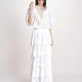 gonna lunga con balze DOLLY SKIRT DOLLY1SKI WHITE antik batik 
