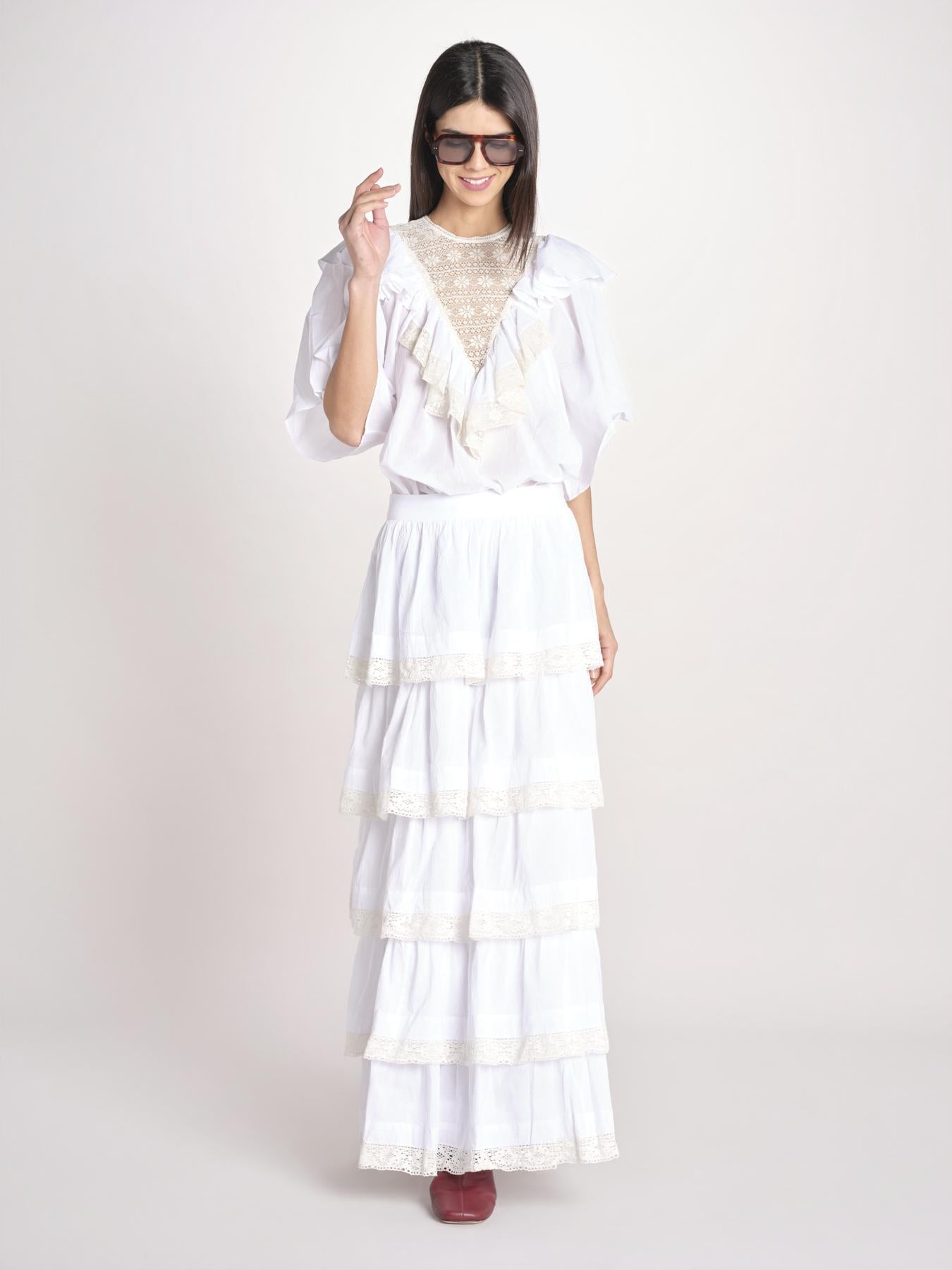 gonna lunga con balze DOLLY SKIRT DOLLY1SKI WHITE antik batik 