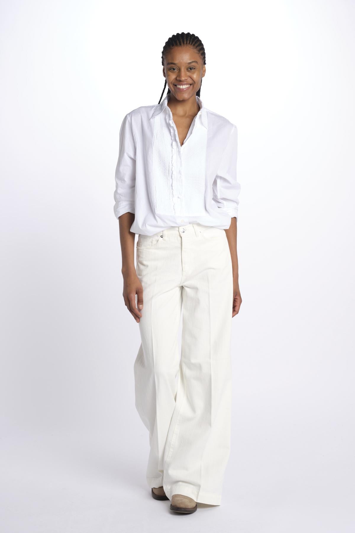 Camicia plastron con rouches MOD.5402 BIANCO aspesi 