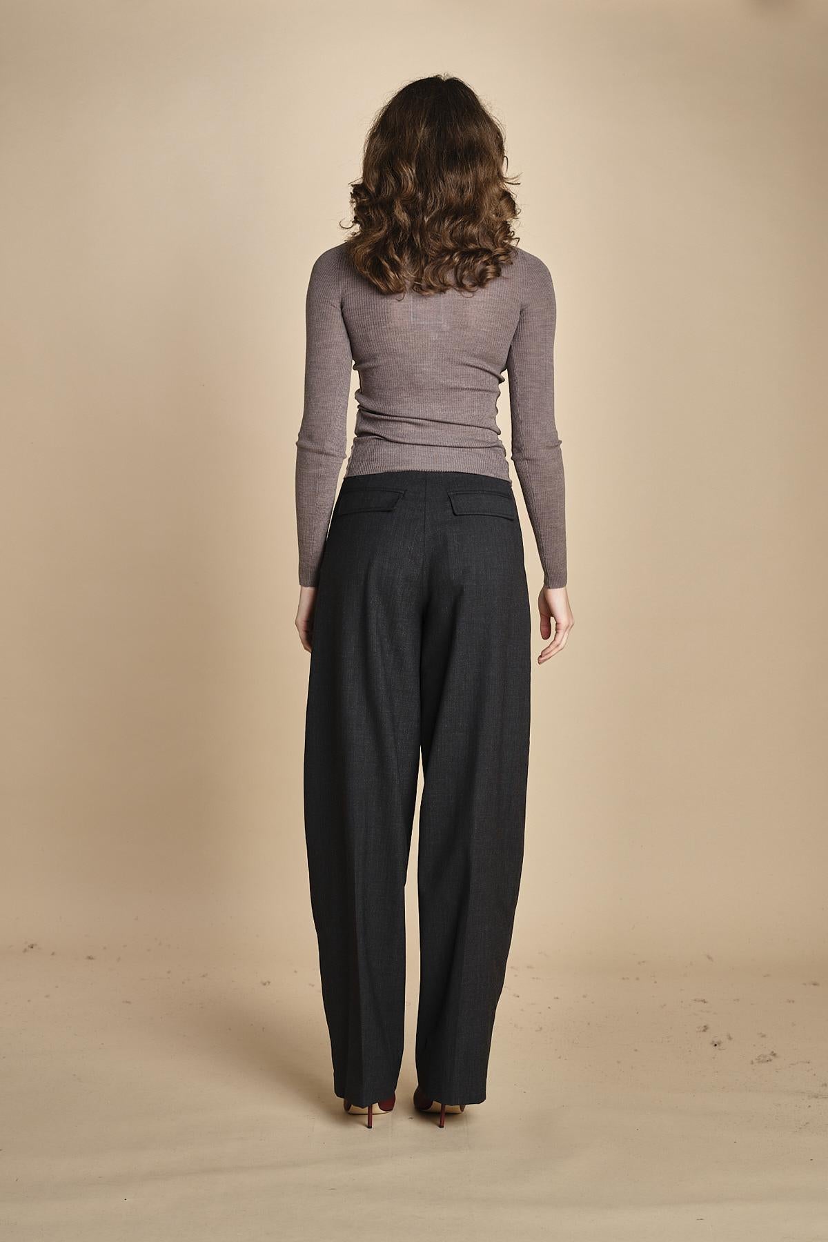 girocollo a costine manica luna in lana merino LAU30 E14043 SIGARO milaura 