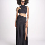 gonna lunga con drappeggio e spacchi TAYLA DEEP BLACK amazuìn 