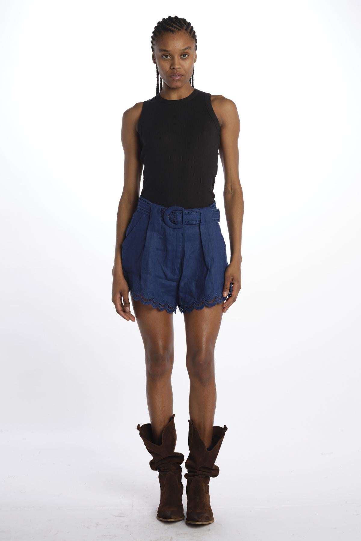 Shorts RICHELIEU lino con cintura+ricamo 337200 NAVY BLUE farm rio 