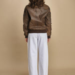 bomber montone più patch aviatore. LCAVIATORBD BROWN schott 
