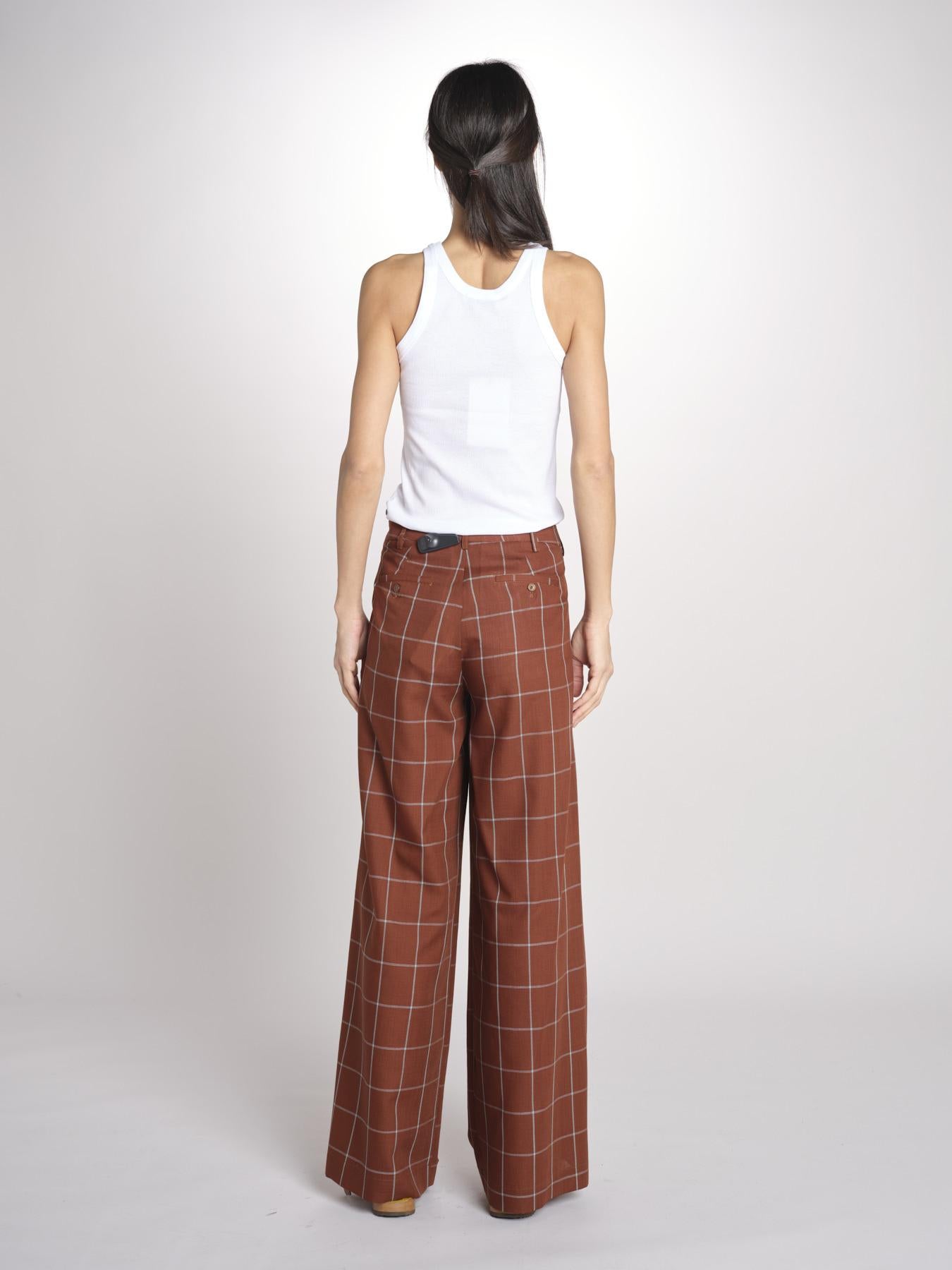 pantaloni check KATHERINE MJD217_LOVECH BURNT CHECK jejia 
