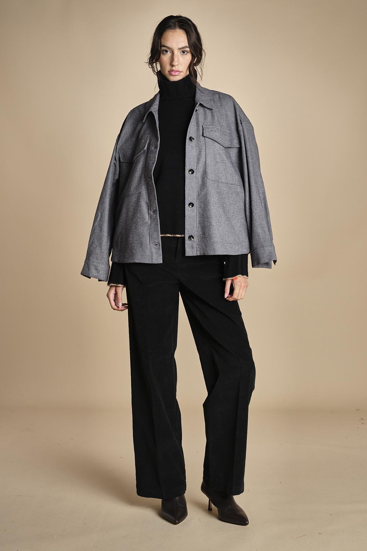 pantalone dritto in fustagno OLIMPIA BLACK true avenue 