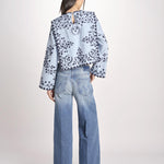 camicia m/l piu ricamo fiorellini 113 BLU sea ny 