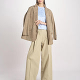 G121 top in popeline con rouches G121-0187-6321 CELESTE n21 