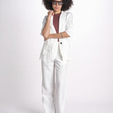blazer due bottoni in lino LIVI STRUCURELINEN IVORY true avenue 