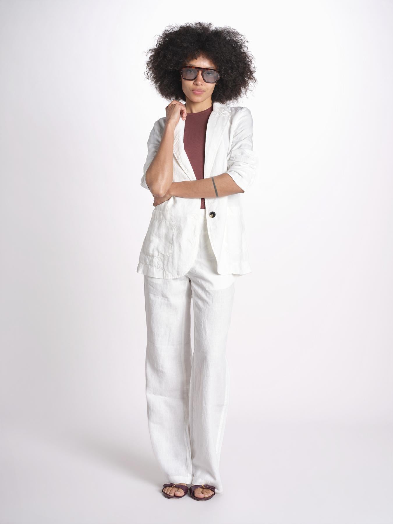 blazer due bottoni in lino LIVI STRUCURELINEN IVORY true avenue 
