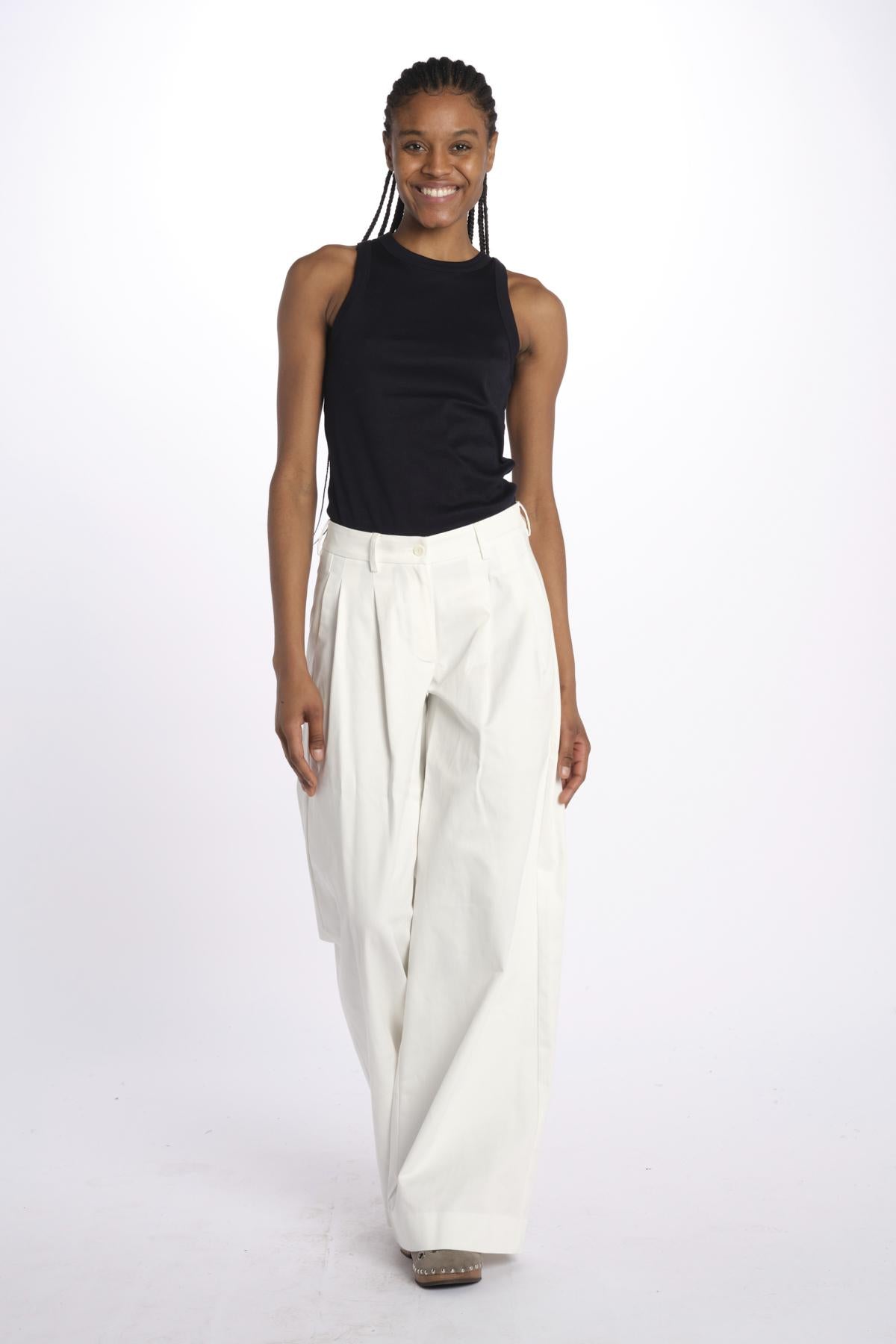 Pantaloni con pences KATHERINE PANT WHITE jejia 