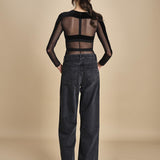 body  in velluto e tulle a righe GO FOR IT BLACK undress code 