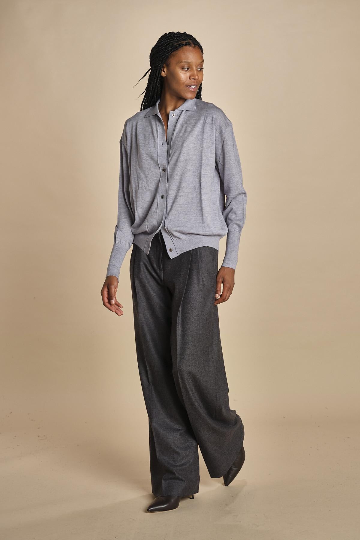 camicia over in lana merino MIL LAU20 E20181 GRGIO CHIARO milaura 