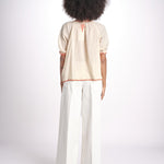 camicia con ricamo uncinetto TALIA 748398 BEIGE ORANGE mabe 