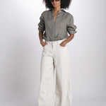 pantalone 4 tasche in misto lino SERENA XML01 182 AVORIO ps don't forget me 