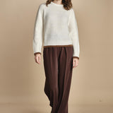 maglia a coste in mohair 15K106WM005 P110 ECRU ines de la fressange 