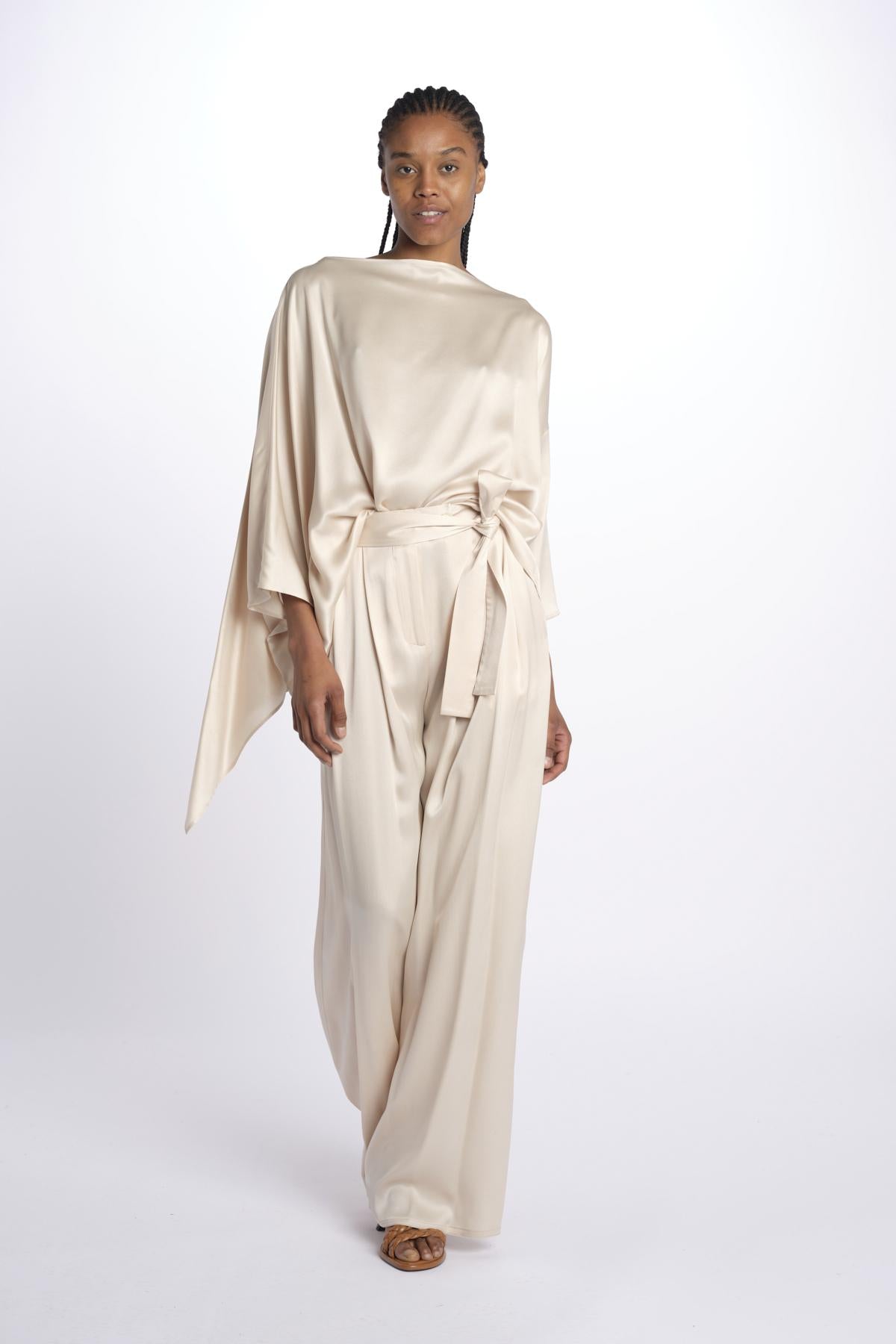 2881 camicia asimmetrica in crepe satin 2881 SAND dusan 