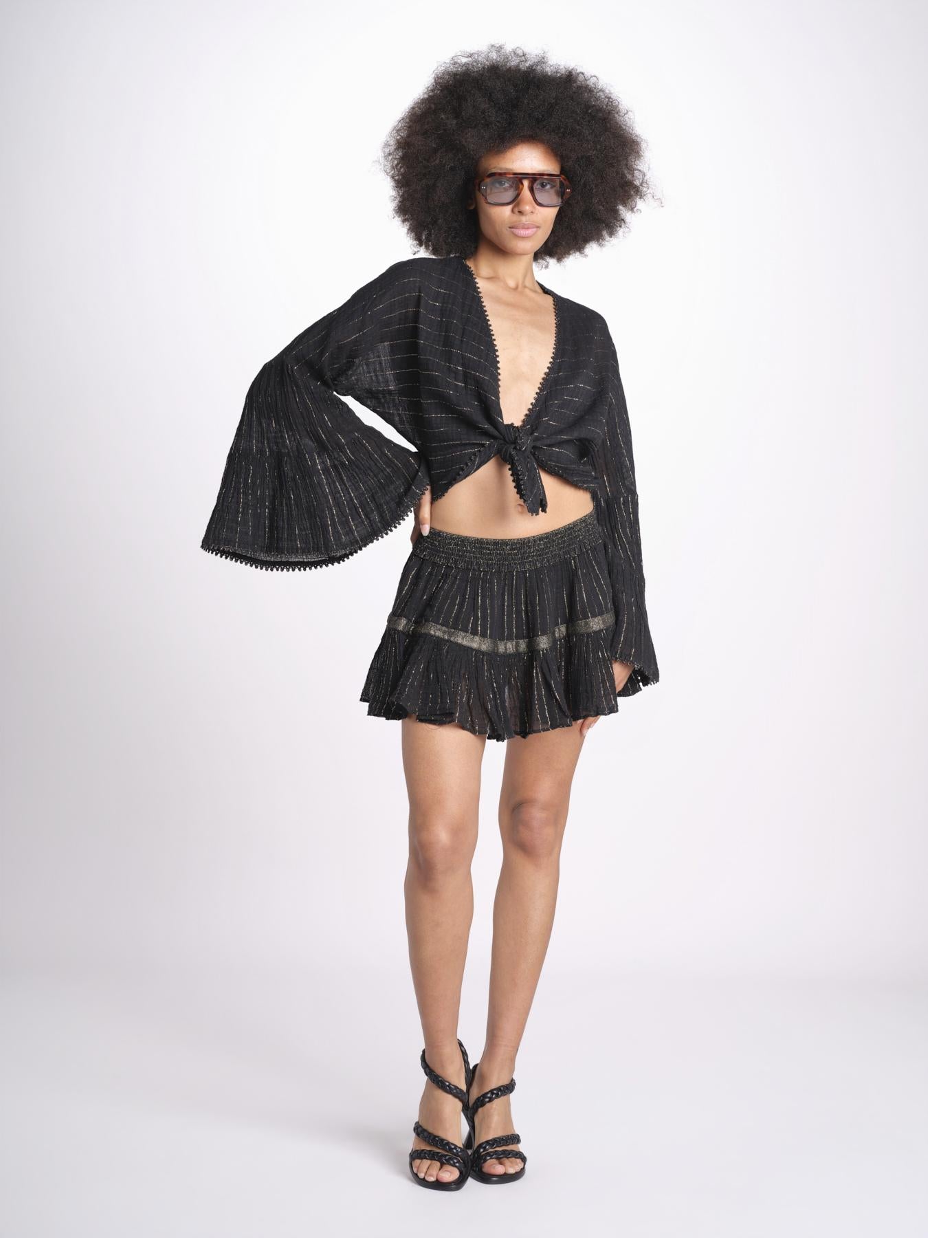 minigonna a balze in lurex gessato ROSE BLACK christianzen 
