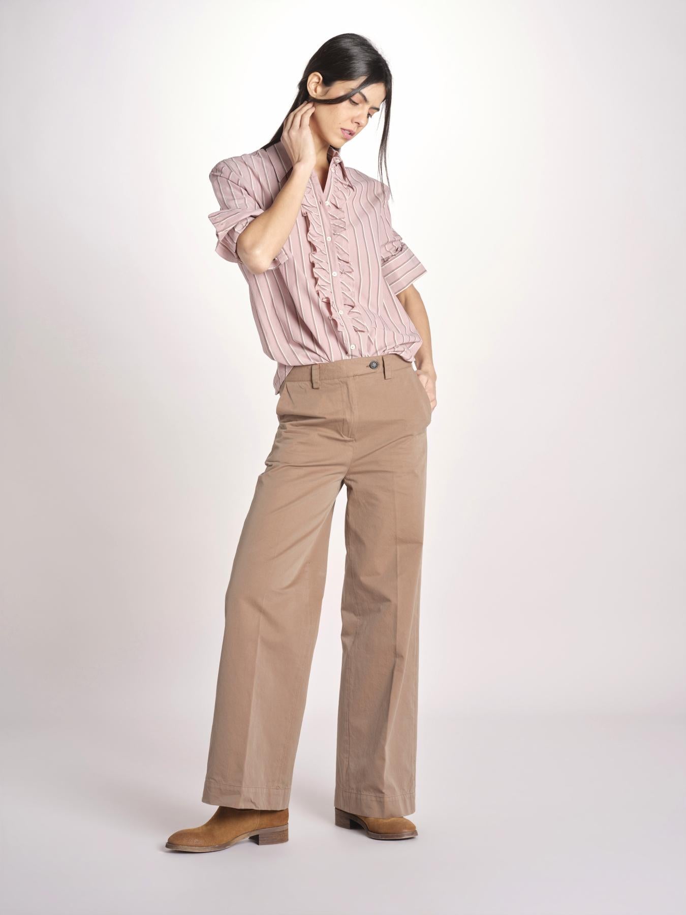Camicia a righe con rouches P29D0GEMMA OLD ROSE massimo alba 